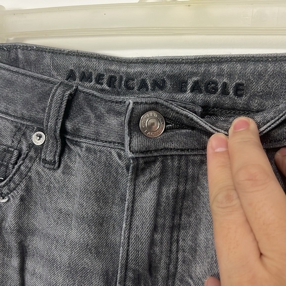 !SOLD! AMERICAN EAGLE Gray Distressed Jeans Black Streetwear Ripped Skinny US 4 - Picture 2 of 13